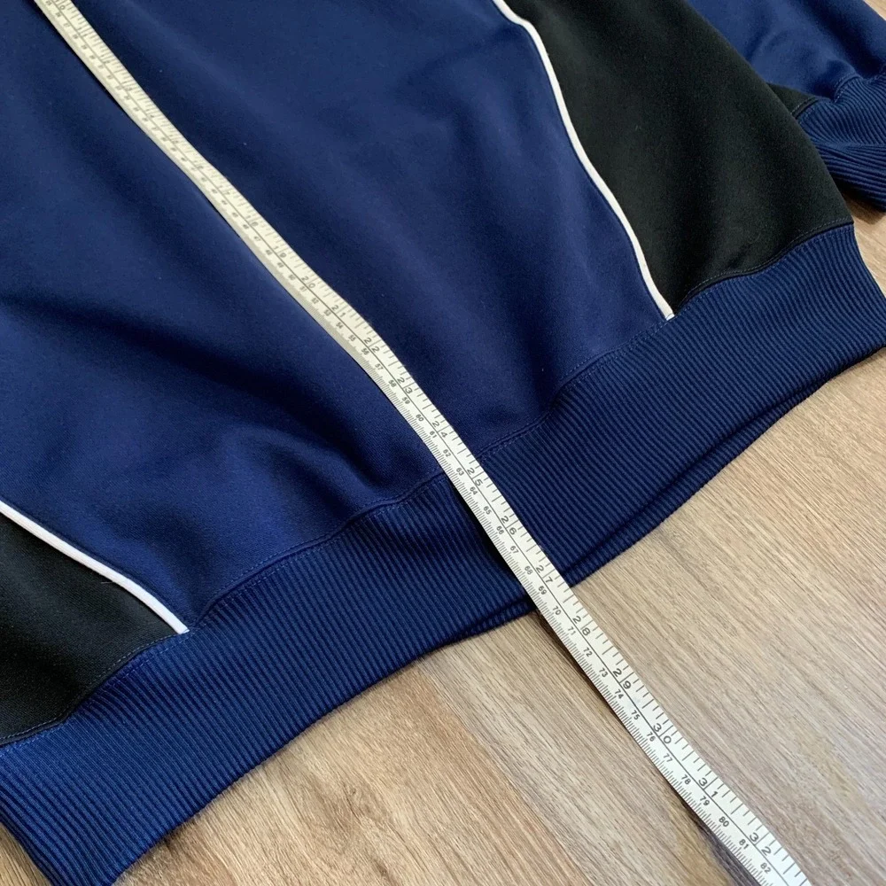 Vintage 90s Adidas crewneck athletic sweatshirt stripes navy black - size medium